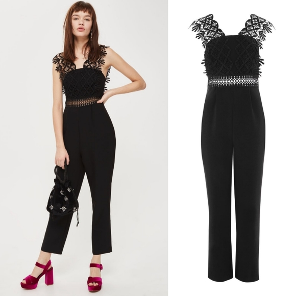 Topshop Pants - Topshop lace strap jumpsuit